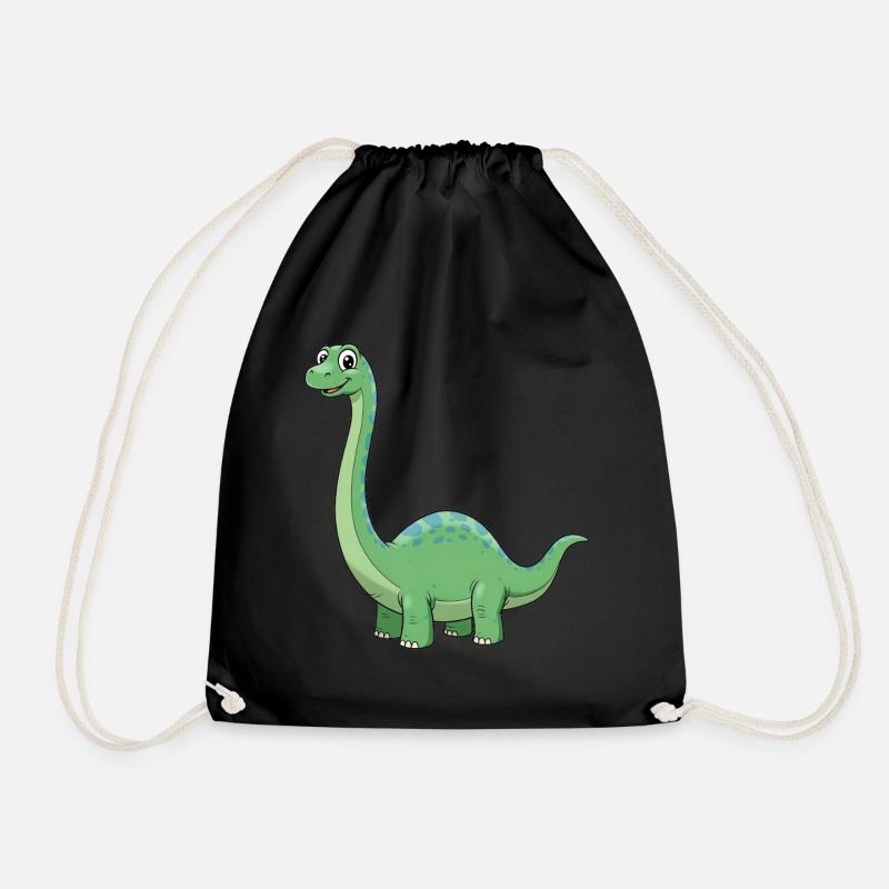 Dino Cartoon Diplodocus - Drawstring Bag - black