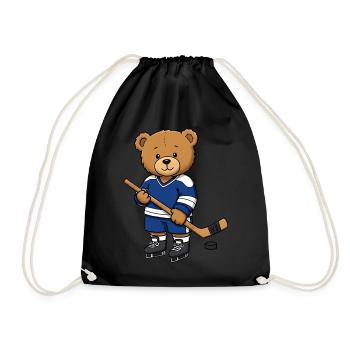 Teddybär Eishockeyspieler - Turnbeutel - Schwarz - Vorne