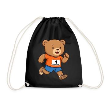 Teddy Bear Marathon Runner - Drawstring Bag - black - Front