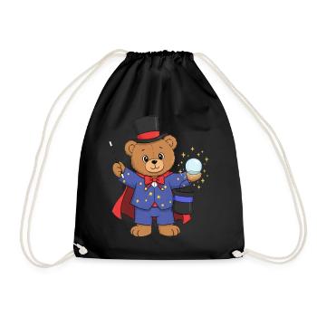 Teddy Bear Wizard - Drawstring Bag - black - Front