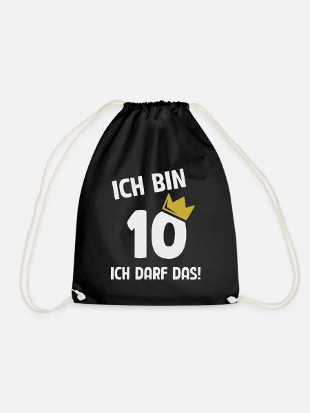 10. Geburtstag ich bin 10 Jahre ich darf das - Turnbeutel - Schwarz