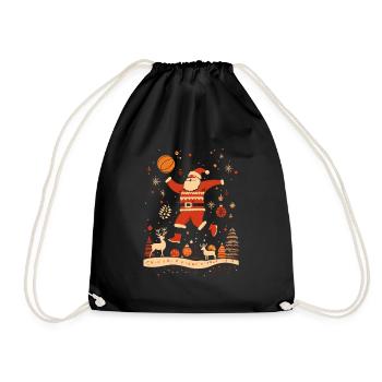 Santa Claus Basketball Christmas - Drawstring Bag - black - Front