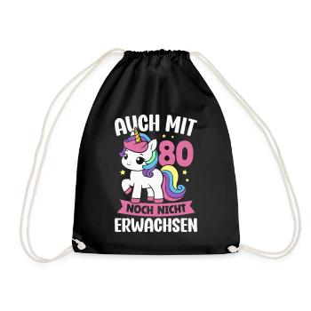 80. Geburtstag Einhorn 80 Jahre Geburtstagsparty - Turnbeutel - Schwarz - Vorne