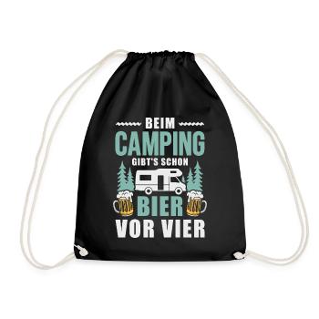 Camping Bier vor vier Wohnmobil Camper - Turnbeutel - Schwarz - Vorne