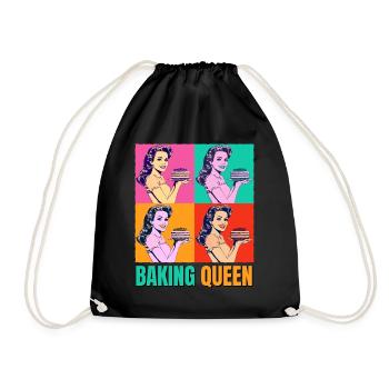 Backen Torte Backkönigin Backfee Bäckerin Pop Art - Turnbeutel - Schwarz - Vorne