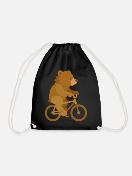 Ours joyeux à vélo – Design animalier ludique - Sac de sport léger - noir