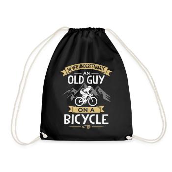 Bicycle Old Guy Cyclist Cycling Bike Biking - Drawstring Bag - black - Front