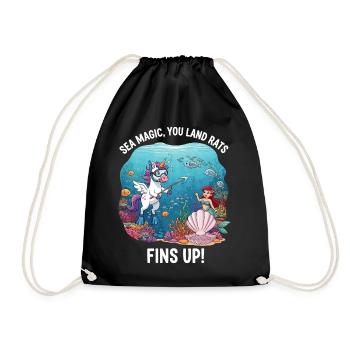 Sea Magic with Unicorn - Drawstring Bag - black - Front