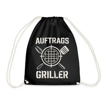 Auftrags Griller - lustiges Grill Shirt - Turnbeutel - Schwarz - Vorne