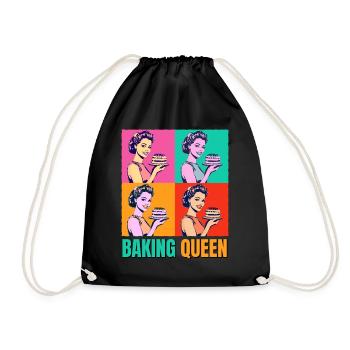Backen Torte Backkönigin Backfee Bäckerin Pop Art - Turnbeutel - Schwarz - Vorne