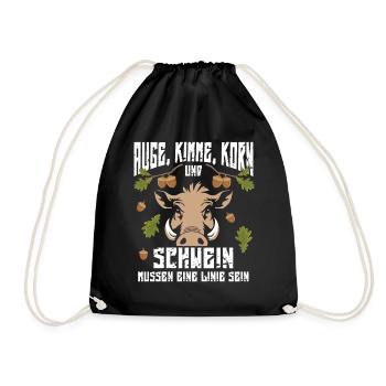Auge Kimme Korn Und Schwein Müssen Eine Linie Sein - Turnbeutel - Schwarz - Vorne