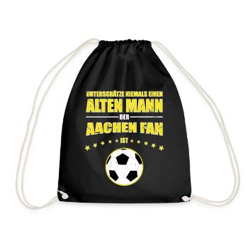 Alter Mann - Aachen Fußball Fan | Retro Vintage - Turnbeutel - Schwarz - Vorne