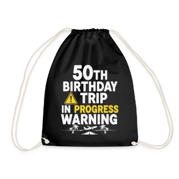 T-shirt « Voyage en cours » pour mon 50e anniversaire - Sac de sport léger - noir - Devant