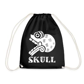 White tribal skull - Drawstring Bag - black - Front