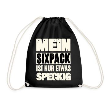 Lustiger Sixpack Spruch - Turnbeutel - Schwarz - Vorne
