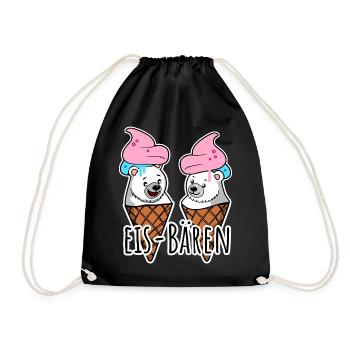 Zwei leckere Eis Bären an der Eisdiele - Drawstring Bag - black - Front