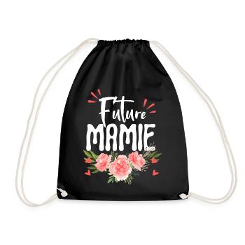 Future granny, flowery pregnancy announcement - Drawstring Bag - black - Front