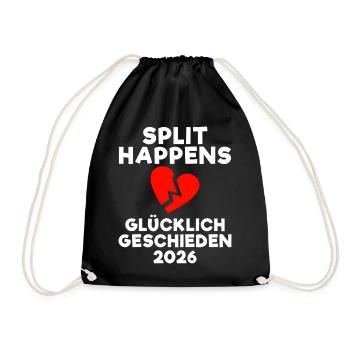 Scheidung 2026 Geschieden Neuanfang Party - Turnbeutel - Schwarz - Vorne