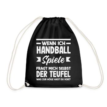 Handballspieler Handball Handballer Geschenke - Turnbeutel - Schwarz - Vorne