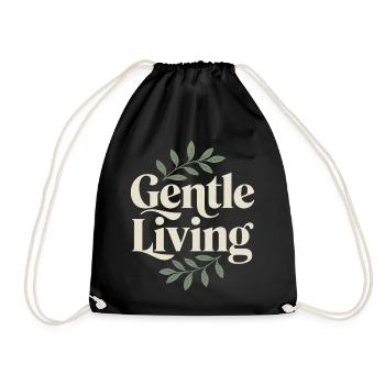 Gentle Living – Vintage Leaves - Drawstring Bag - black - Front