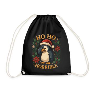 Ho Ho Horrible Drôle de T-shirt de Noël Pingouin - Sac de sport léger - noir - Devant