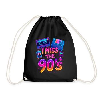 Ich vermisse die 90er – Neon-Retro-Nostalgie - Turnbeutel - Schwarz - Vorne