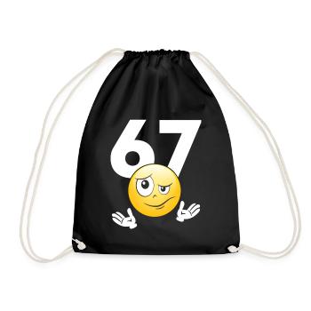 Numer 67 z emotikonem - Drawstring Bag - black - Front