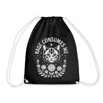 Chat et couronne florale en noir et blanc - Sac de sport léger - noir - Devant