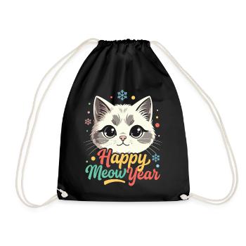 Chat mignon Nouvel An Arc en ciel - Sac de sport léger - noir - Devant