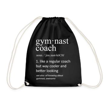 Gymnast Coach Definition Funny Typography Art - Drawstring Bag - black - Front