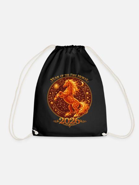 Millésime des chevaux du Nouvel An chinois 2026 - Sac de sport léger - noir