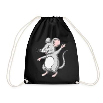 Happy mouse dancing laughing dancing laughing happy - Drawstring Bag - black - Front