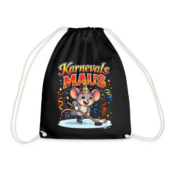 karneval maus kostüm Eishockey  - Turnbeutel - Schwarz - Vorne