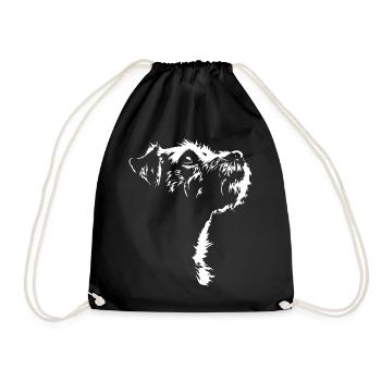 Border Terrier Silhouette Dog Dog Wilsigns - Drawstring Bag - black - Front