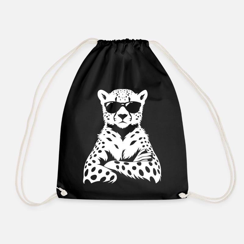 Cool Cheetah – Sunglasses Chef Vibes - Drawstring Bag - black