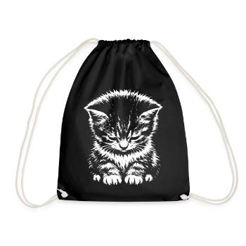 Sad Cat Meme Gift - Drawstring Bag - black - Front
