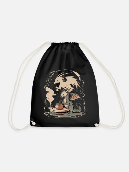 The Dragon Pottery: Mythical Studio Art Edition - Drawstring Bag - black