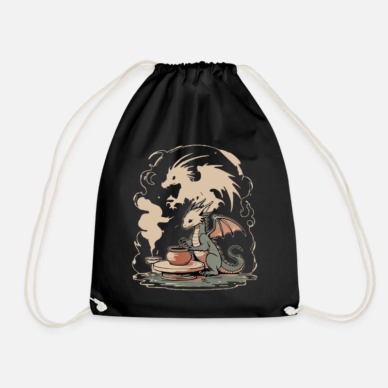 The Dragon Pottery: Mythical Studio Art Edition - Drawstring Bag - black