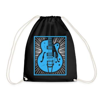 Retro-Gitarren-Silhouette - Turnbeutel - Schwarz - Vorne