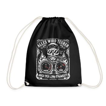 Everything is getting more expensive, but wages are stagnating - Drawstring Bag - black - Front