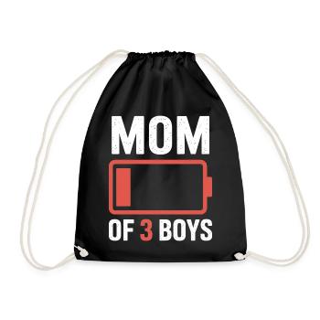 Mom of 3 Boys Battery - Drawstring Bag - black - Front