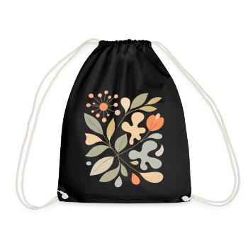 Abstraktes Blumen Muster Illustration - Turnbeutel - Schwarz - Vorne