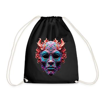 Ornate Fire Demon Mask - Drawstring Bag - black - Front