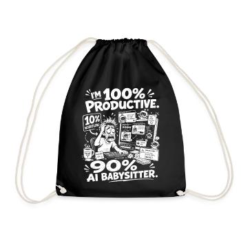 KI Babysitter Produktiv Chaos - Turnbeutel - Schwarz - Vorne