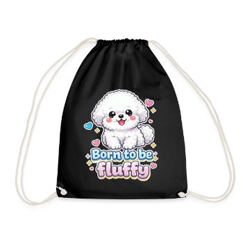 Born to be Fluffy -  niedliches Hunde Design - Turnbeutel - Schwarz - Vorne