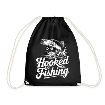Angeln Hooked on Fishing - Turnbeutel - Schwarz - Vorne