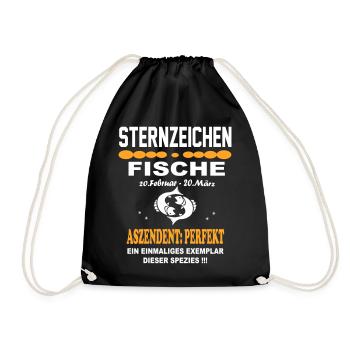 Sternzeichen Fische – Aszendent Perfekt - Turnbeutel - Schwarz - Vorne