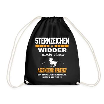 Widder Sternzeichen Aries Exzellenz Horoskop - Turnbeutel - Schwarz - Vorne