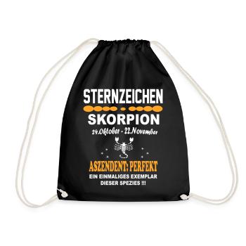Sternzeichen Skorpion Aszendent Perfekt - Turnbeutel - Schwarz - Vorne