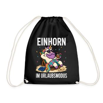 Einhorn Urlaubsmodus Männer Camping Fun Shirt  - Turnbeutel - Schwarz - Vorne